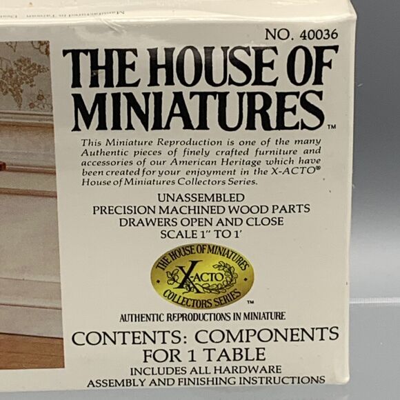 The House of Miniatures 1 Table Dollhouse Kit 40036 X-ACTO Sealed NOS Side Table - Picture 3 of 10